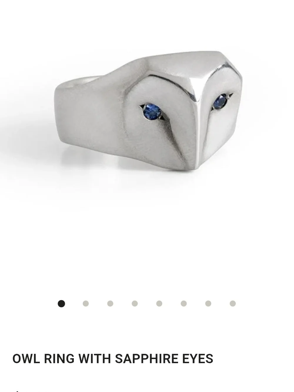 Owl Ring, Sterling Silver With Sapphire